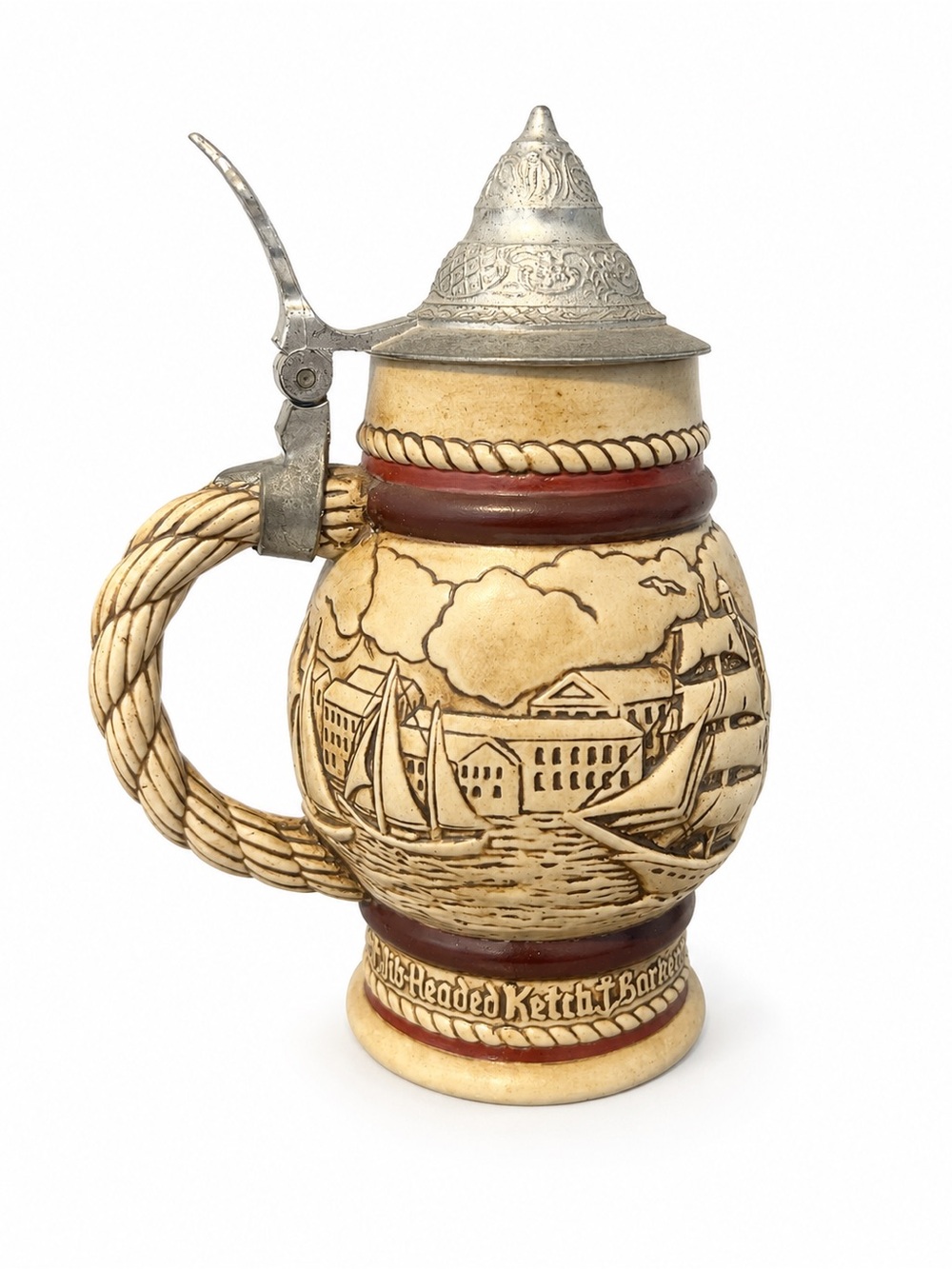 Vintage 1977 Avon "Tall Ships" lidded ceramic beer stein